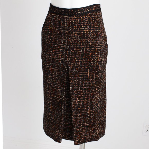 Leonard Paris Skirt Abstract Print Pleated High Waist Wool Blend - Picture 6 of 8